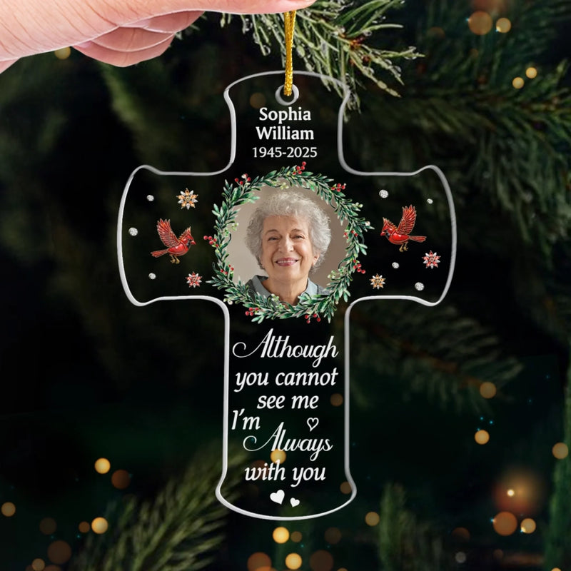 Custom Photo Cardinal Acrylic Ornament - Personalized Christmas Memorial Sympathy Gifts For Loss Of Mom, Dad - Your Spirit Lives Within Me