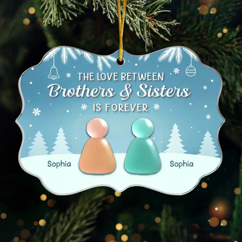 Custom Sea Glass Acrylic Ornament - Personalized Christmas Birthday Gifts For Brother, Sister - Waves Of Love