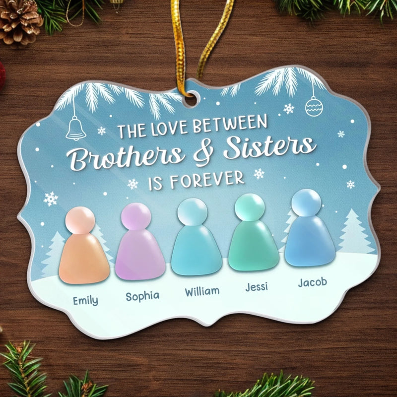 Custom Sea Glass Acrylic Ornament - Personalized Christmas Birthday Gifts For Brother, Sister - Waves Of Love
