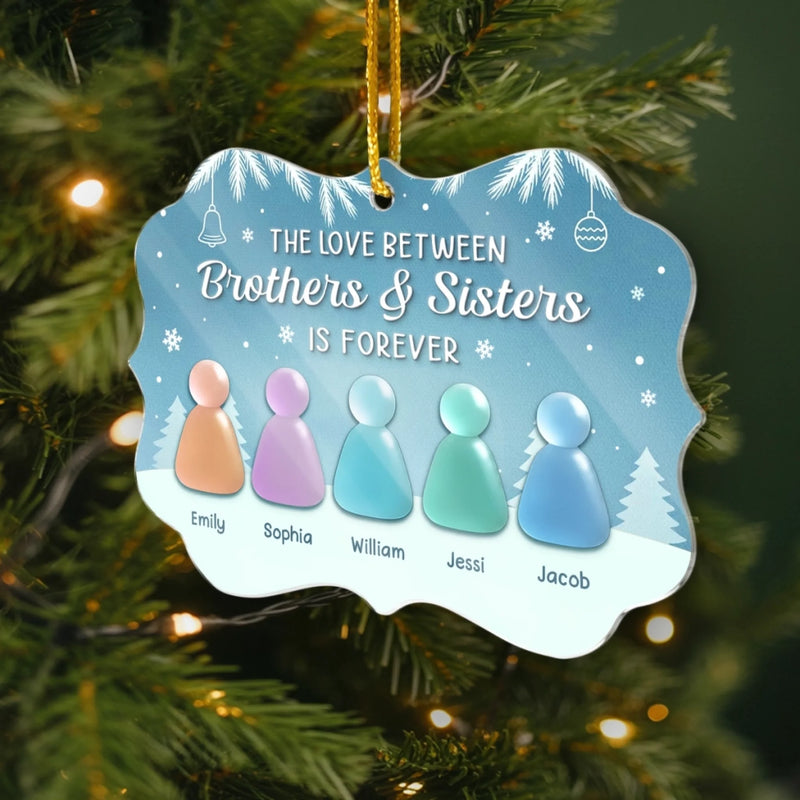 Custom Sea Glass Acrylic Ornament - Personalized Christmas Birthday Gifts For Brother, Sister - Waves Of Love