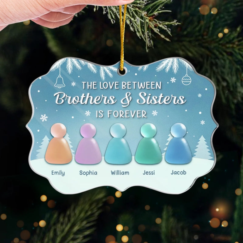 Custom Sea Glass Acrylic Ornament - Personalized Christmas Birthday Gifts For Brother, Sister - Waves Of Love