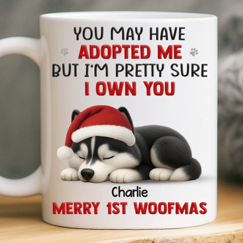 Custom First Christmas Mug - Personalized Christmas Birthday Gifts For Dog Lovers, Dog Dad And Mom - Merry 1st Woofmas