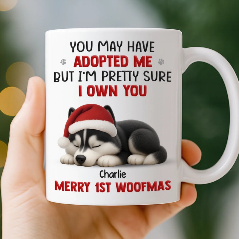Custom First Christmas Mug - Personalized Christmas Birthday Gifts For Dog Lovers, Dog Dad And Mom - Merry 1st Woofmas