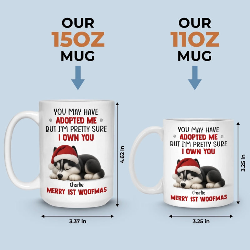 Custom First Christmas Mug - Personalized Christmas Birthday Gifts For Dog Lovers, Dog Dad And Mom - Merry 1st Woofmas