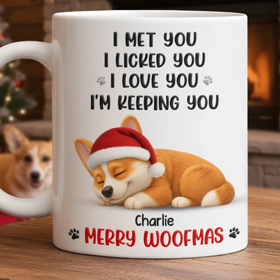 Custom Mug - Personalized Christmas Birthday Gifts For Dog Lovers, Dog Dad And Mom - Love At First Lick