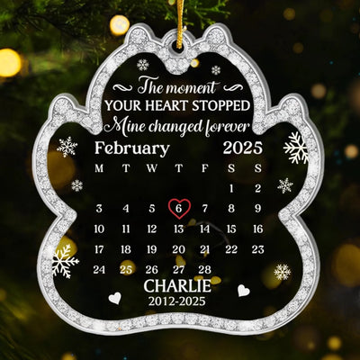 Custom Acrylic Ornament - Personalized Pet Christmas Memorial Sympathy Gifts For Dogs, Cats - Love Leaves Gentle Pawprints