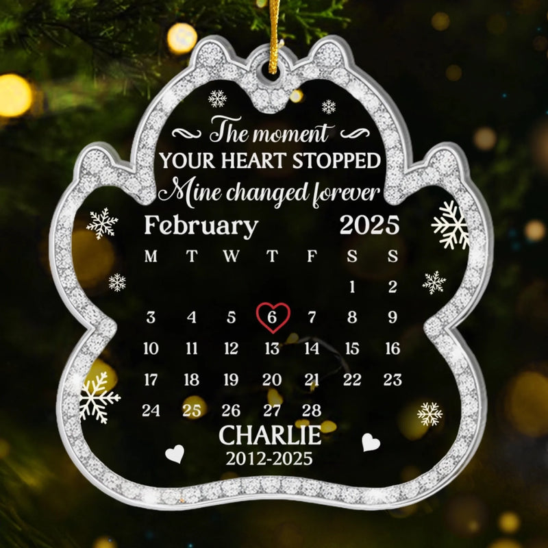 Custom Acrylic Ornament - Personalized Pet Christmas Memorial Sympathy Gifts For Dogs, Cats - Love Leaves Gentle Pawprints