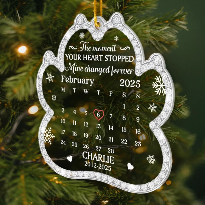 Custom Acrylic Ornament - Personalized Pet Christmas Memorial Sympathy Gifts For Dogs, Cats - Love Leaves Gentle Pawprints