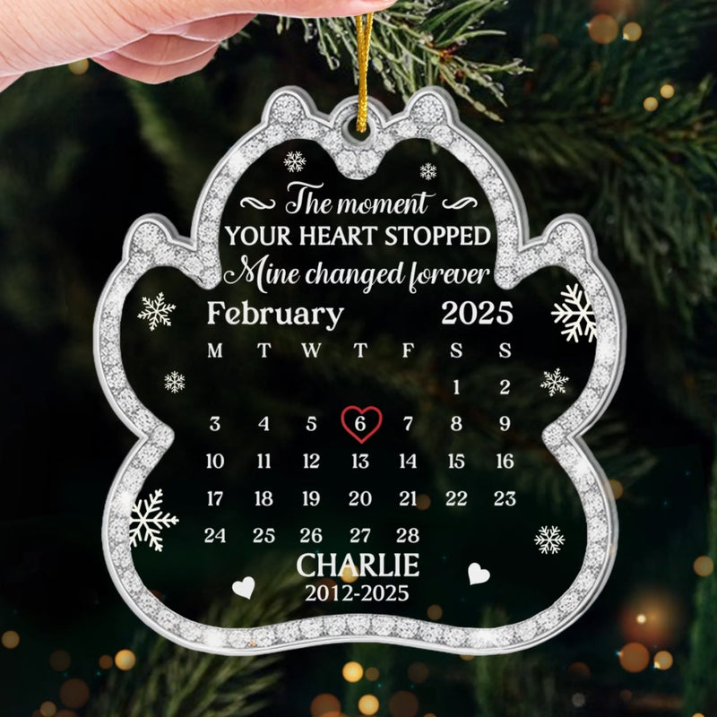 Custom Acrylic Ornament - Personalized Pet Christmas Memorial Sympathy Gifts For Dogs, Cats - Love Leaves Gentle Pawprints