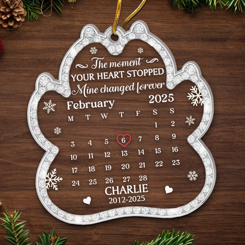 Custom Acrylic Ornament - Personalized Pet Christmas Memorial Sympathy Gifts For Dogs, Cats - Love Leaves Gentle Pawprints