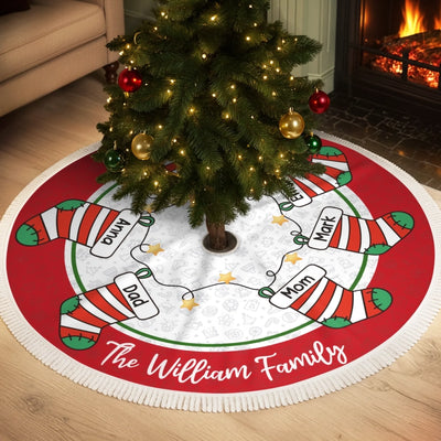 Custom Tree Skirt - Personalized Christmas Birthday Gifts For Mom, Dad, Brother, Sister, Kids - Happiness Circles Our Home