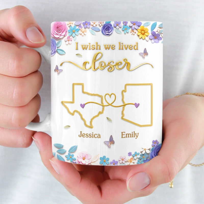 Custom Long Distance Mug - Personalized Best Friend Birthday Gifts For Women, Besties, Sisters, BFF - Different Places Same Bond