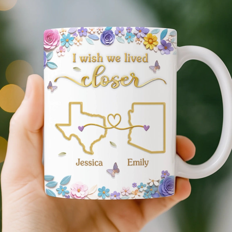 Custom Long Distance Mug - Personalized Best Friend Birthday Gifts For Women, Besties, Sisters, BFF - Different Places Same Bond