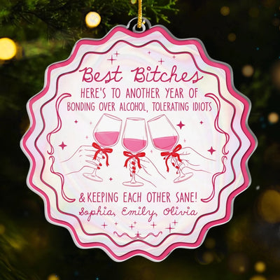 Custom Acrylic Ornament - Personalized Best Friend Christmas Birthday Gifts For Women, Besties, Sisters, BFF - Wrapped In Friendship And Cheer