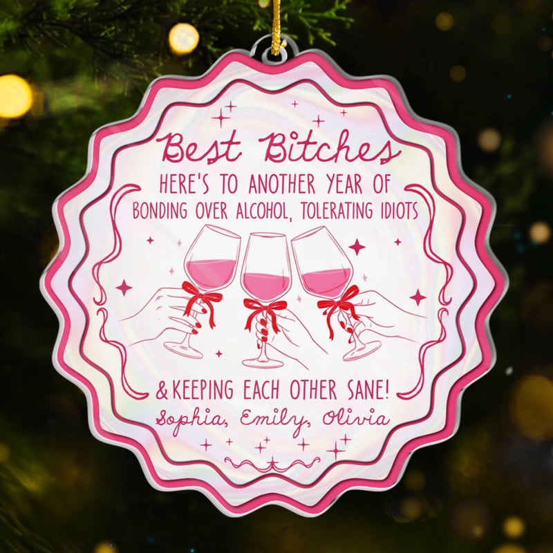 Custom Acrylic Ornament - Personalized Best Friend Christmas Birthday Gifts For Women, Besties, Sisters, BFF - Wrapped In Friendship And Cheer