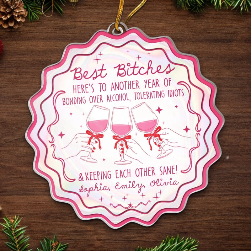 Custom Acrylic Ornament - Personalized Best Friend Christmas Birthday Gifts For Women, Besties, Sisters, BFF - Wrapped In Friendship And Cheer