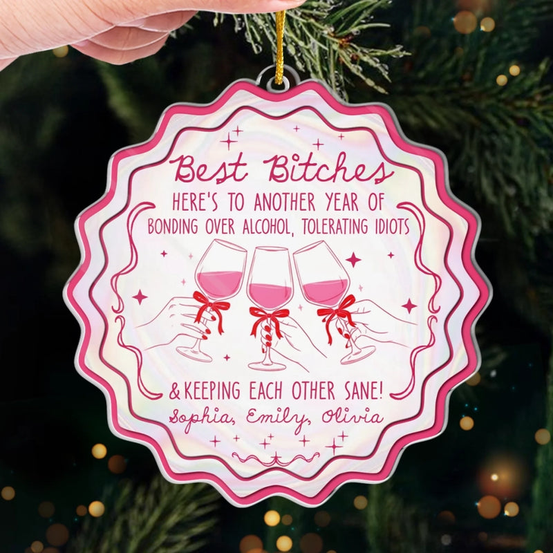 Custom Acrylic Ornament - Personalized Best Friend Christmas Birthday Gifts For Women, Besties, Sisters, BFF - Wrapped In Friendship And Cheer