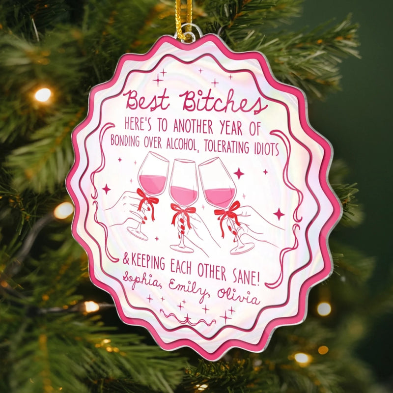 Custom Acrylic Ornament - Personalized Best Friend Christmas Birthday Gifts For Women, Besties, Sisters, BFF - Wrapped In Friendship And Cheer
