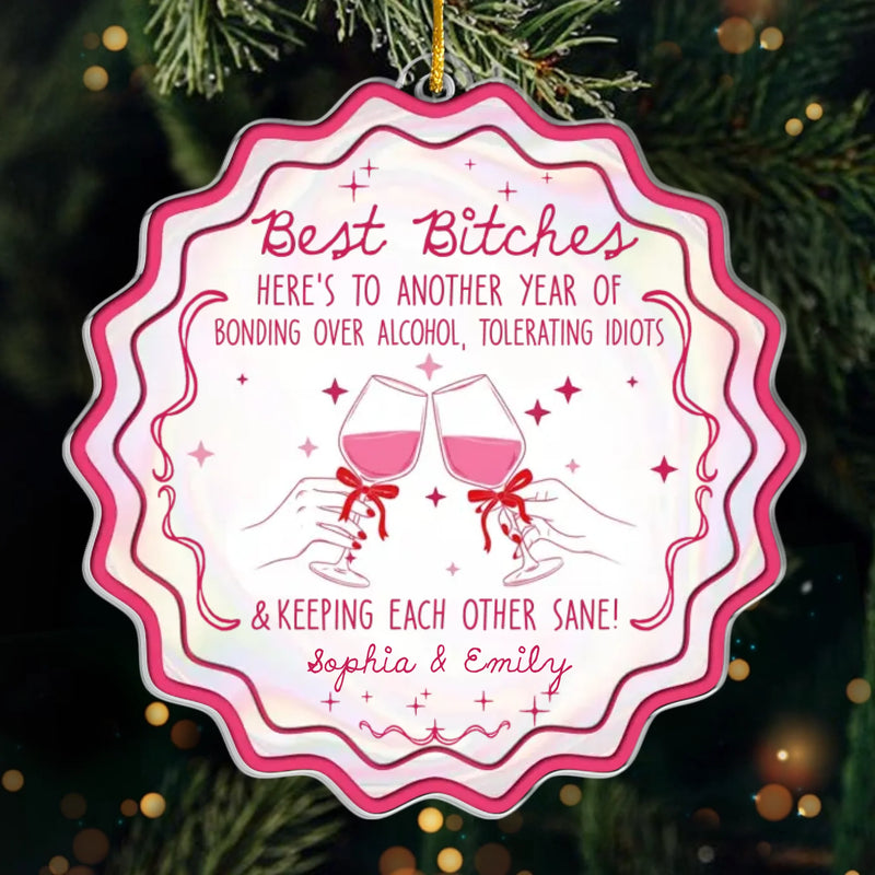 Custom Acrylic Ornament - Personalized Best Friend Christmas Birthday Gifts For Women, Besties, Sisters, BFF - Wrapped In Friendship And Cheer