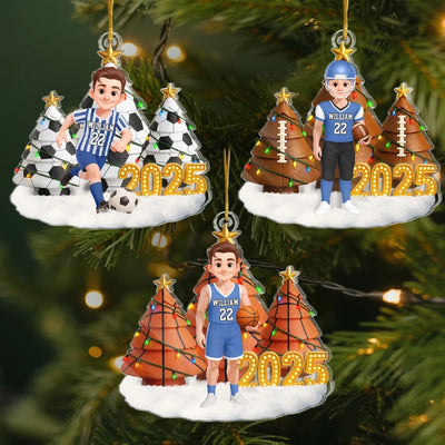 Custom Acrylic Ornament - Personalized Christmas Birthday Gifts For Football, Basketball, Soccer Lovers, Sports Fans, Sports Lovers - Legends Never Rest