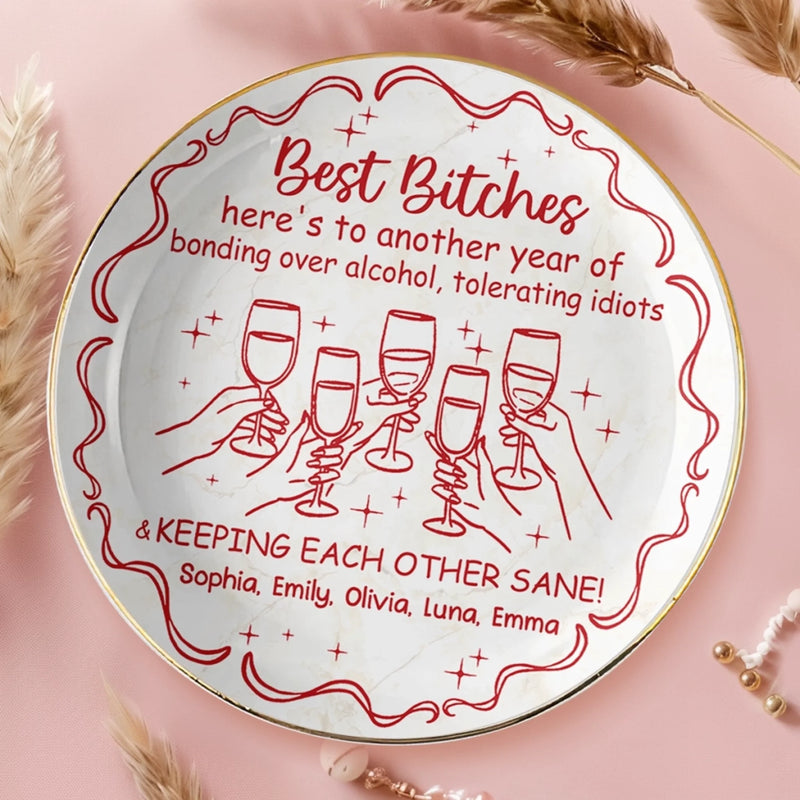 Custom Full-Print Round Jewelry Dish - Personalized Best Friend Birthday Gifts For Women, Besties, Sisters, BFF - Shared Smiles Only
