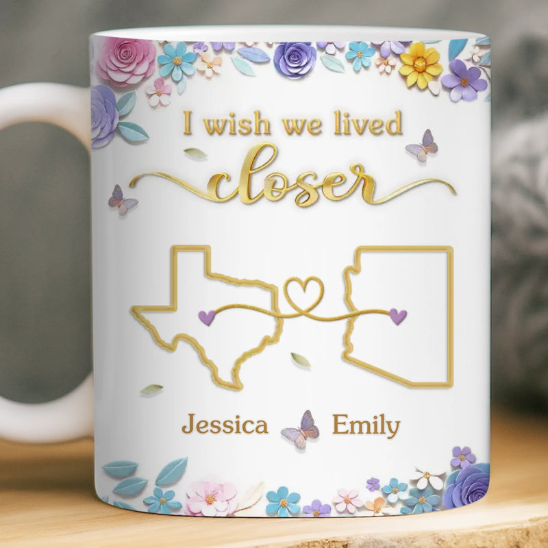 Custom Long Distance Mug - Personalized Best Friend Birthday Gifts For Women, Besties, Sisters, BFF - Different Places Same Bond