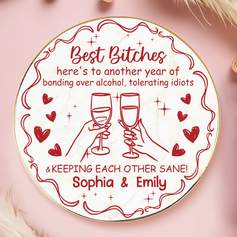 Custom Full-Print Round Jewelry Dish - Personalized Best Friend Birthday Gifts For Women, Besties, Sisters, BFF - Shared Smiles Only