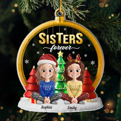 Custom Acrylic Ornament - Personalized Best Friend Christmas Birthday Gifts For Women, Besties, Sisters, BFF - Candy Canes And Cozy Talks