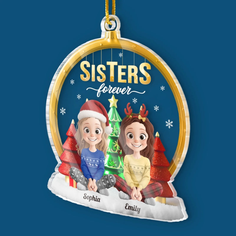 Custom Acrylic Ornament - Personalized Best Friend Christmas Birthday Gifts For Women, Besties, Sisters, BFF - Candy Canes And Cozy Talks