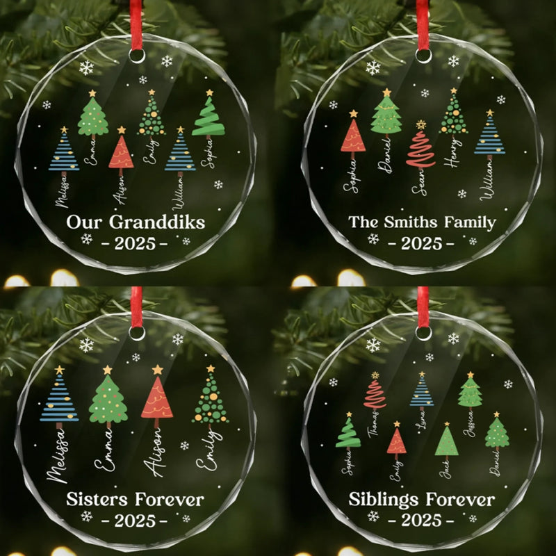 Custom Circle Glass Ornament - Personalized Christmas Birthday Gifts For Brother, Sister - Happiness Under The Tree