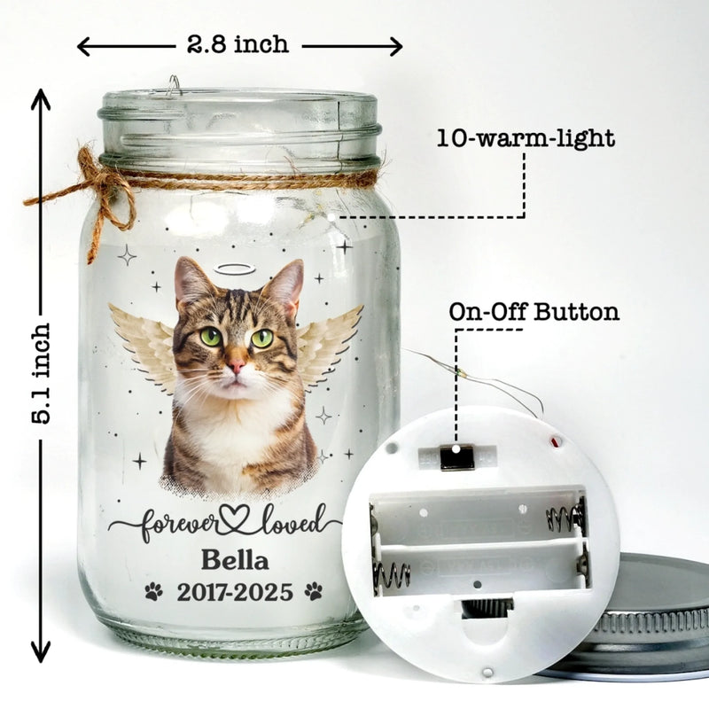 Custom Photo Mason Jar Light - Personalized Pet Christmas Memorial Sympathy Gifts For Dogs, Cats - Love Stays Beyond The Pawprints
