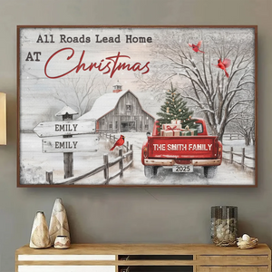 Custom Horizontal Poster - Personalized Christmas Birthday Gifts For Mom, Dad, Brother, Sister, Kids - Every Road Leads Back To Family