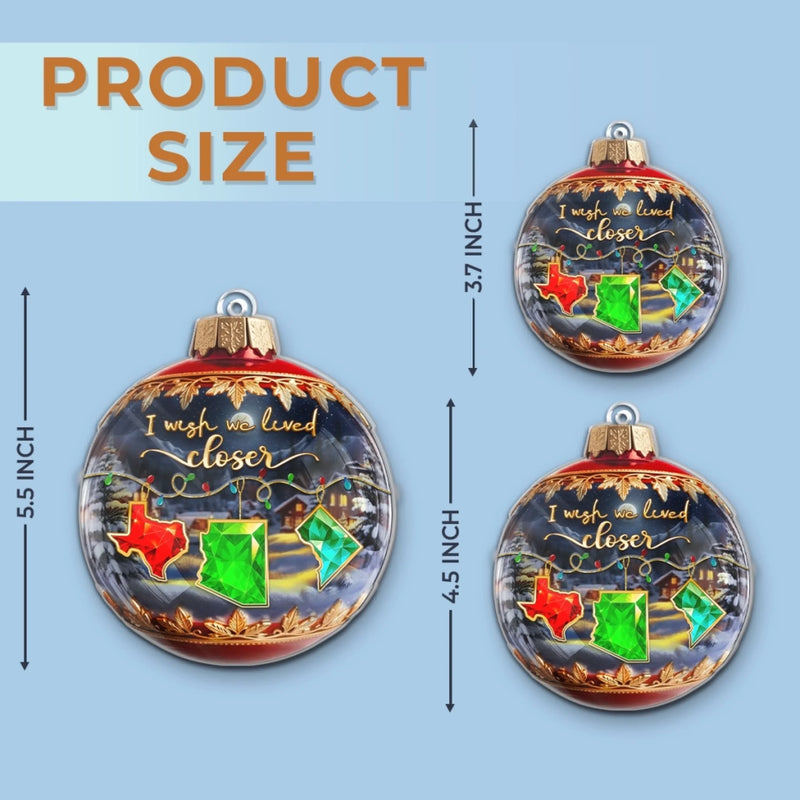 Custom Long Distance Acrylic Ornament - Personalized Best Friend Christmas Birthday Gifts For Women, Besties, Sisters, BFF - Miles Apart Hearts Stay Close