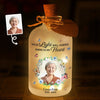 Custom Photo Glass Bottle LED Light - Personalized Christmas Memorial Sympathy Gifts For Loss Of Mom, Dad - Love Remains Beyond The Stars