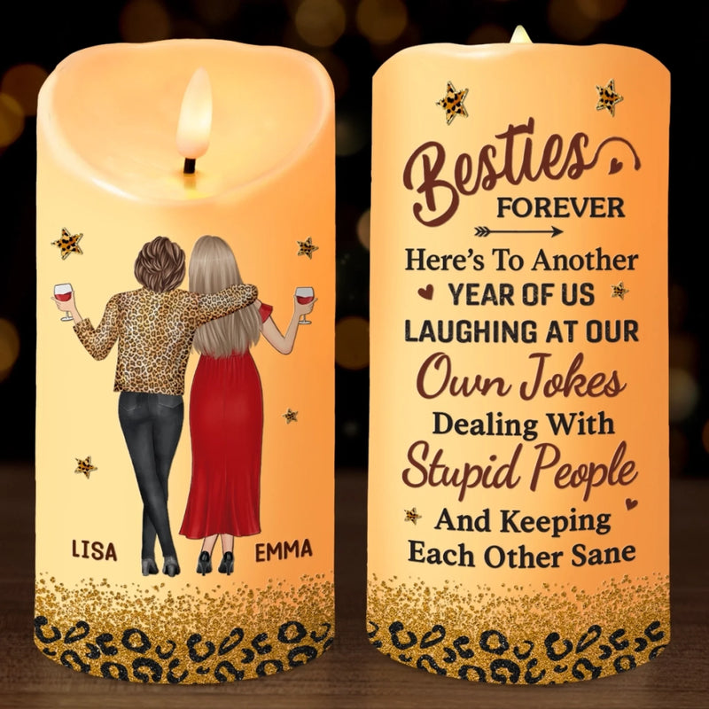 Custom LED Candle - Personalized Best Friend Birthday Gifts For Women, Besties, Sisters, BFF - Our Laughs Are Forever Echoes
