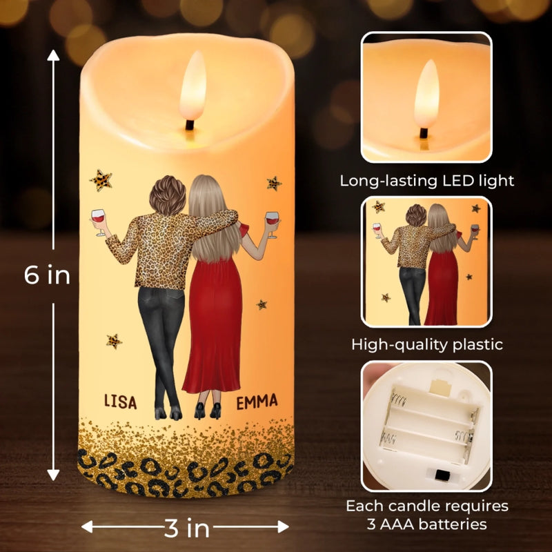 Custom LED Candle - Personalized Best Friend Birthday Gifts For Women, Besties, Sisters, BFF - Our Laughs Are Forever Echoes