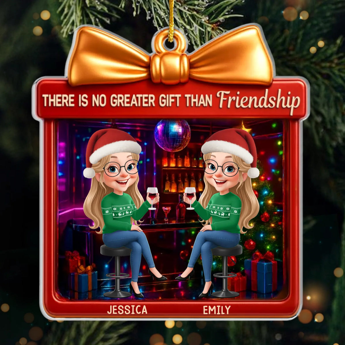 Custom Acrylic Ornament - Personalized Best Friend Christmas Birthday Gifts For Women, Besties, Sisters, BFF - Kindred Hearts Endless Laughs