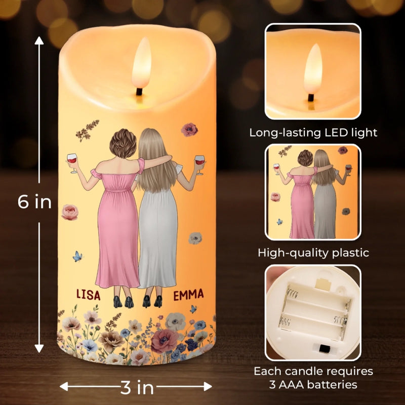 Custom LED Candle - Personalized Best Friend Birthday Gifts For Women, Besties, Sisters, BFF - Moments Glow Brighter