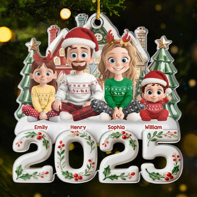 Custom Acrylic Ornament - Personalized Christmas Birthday Gifts For Family, Dog Cat Lovers - Love Fills The Room When Everyone’s Home
