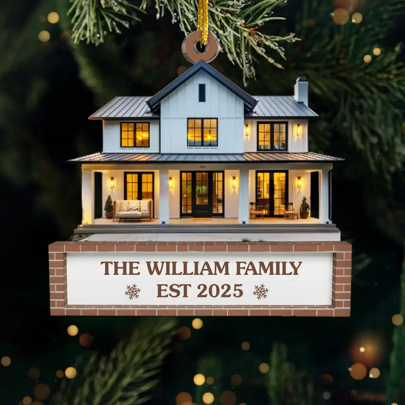 Custom Photo First Christmas In New Home Ceramic Ornament - Personalized Anniversary Christmas Wedding Gifts For Husband And Wife, Him And Her, New Homeowners, Couples, Friends - First Cozy Christmas