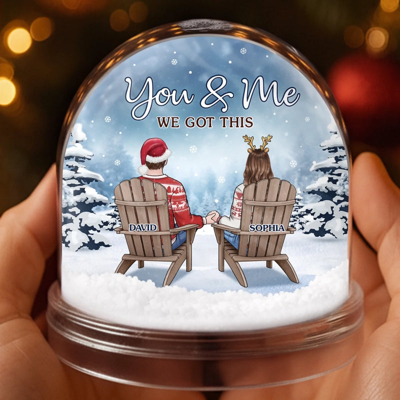 Custom Acrylic Snow Globe - Personalized  Anniversary Christmas Wedding Gifts For Husband And Wife, Him And Her - You And Me, That’s Home