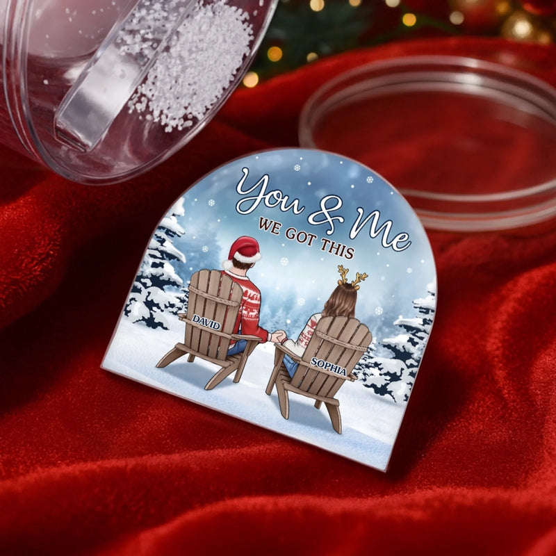 Custom Acrylic Snow Globe - Personalized  Anniversary Christmas Wedding Gifts For Husband And Wife, Him And Her - You And Me, That’s Home