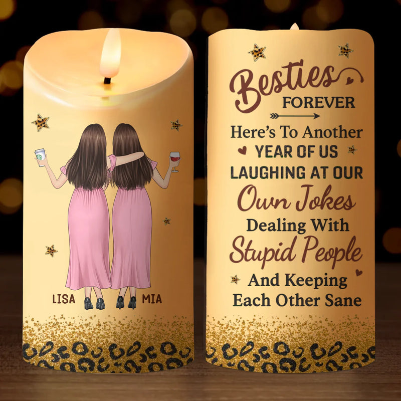 Custom LED Candle - Personalized Best Friend Birthday Gifts For Women, Besties, Sisters, BFF - Our Laughs Are Forever Echoes