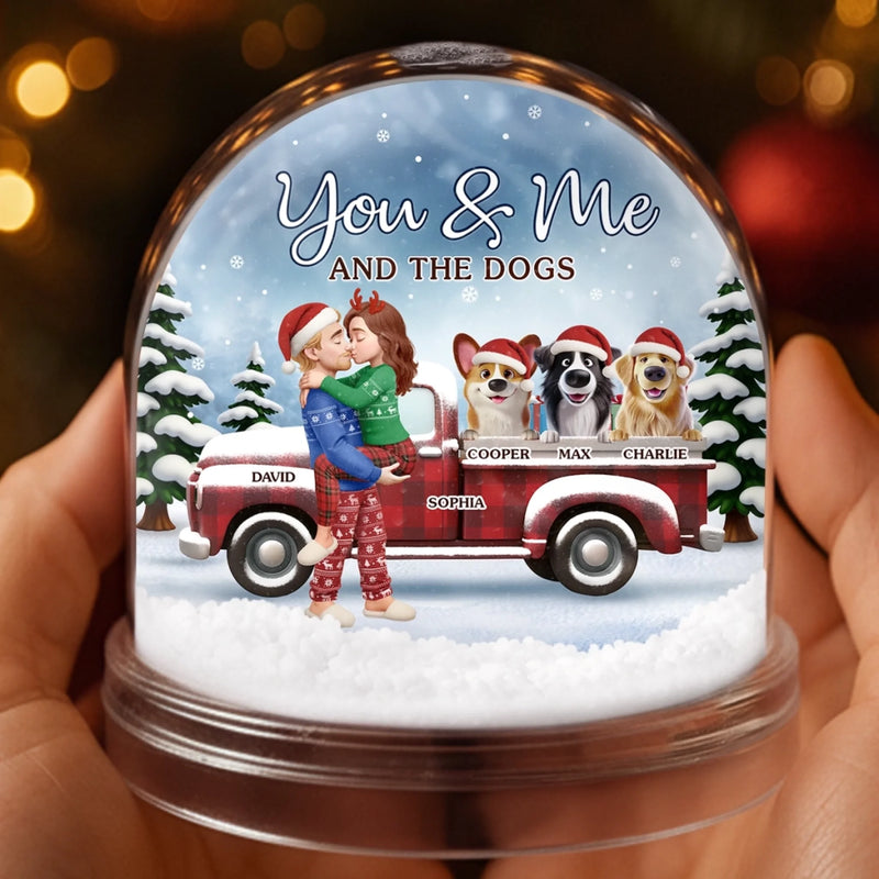 Custom Acrylic Snow Globe - Personalized  Anniversary Christmas Wedding Gifts For Husband And Wife, Dog Dad And Mom - Pawsitively In Love