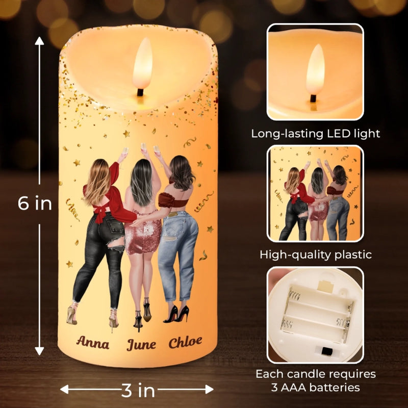Custom LED Candle - Personalized Best Friend Birthday Gifts For Women, Besties, Sisters, BFF - Every Glow Tells Our Story