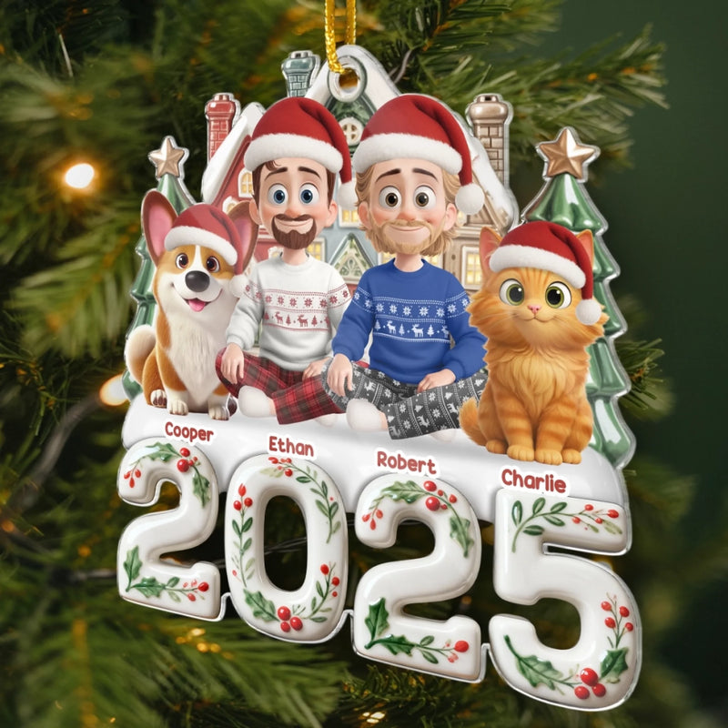 Custom Acrylic Ornament - Personalized Christmas Birthday Gifts For Family, Dog Cat Lovers - Home Feels Warmer When We’re All Here