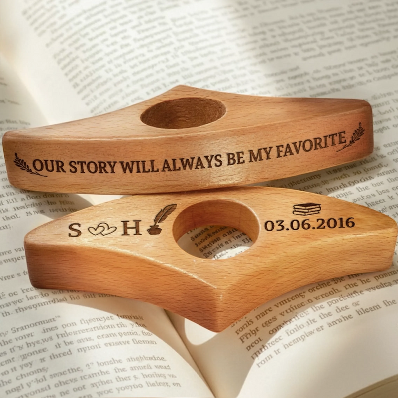 Custom Book Page Holder - Personalized Anniversary Christmas Wedding Gifts For Husband And Wife, Book Lovers, Bookworms - Our Love Reads Like Poetry