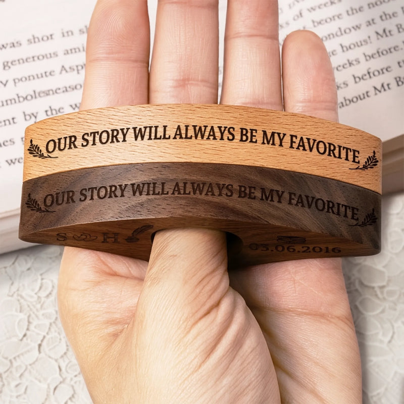 Custom Book Page Holder - Personalized Anniversary Christmas Wedding Gifts For Husband And Wife, Book Lovers, Bookworms - Our Love Reads Like Poetry