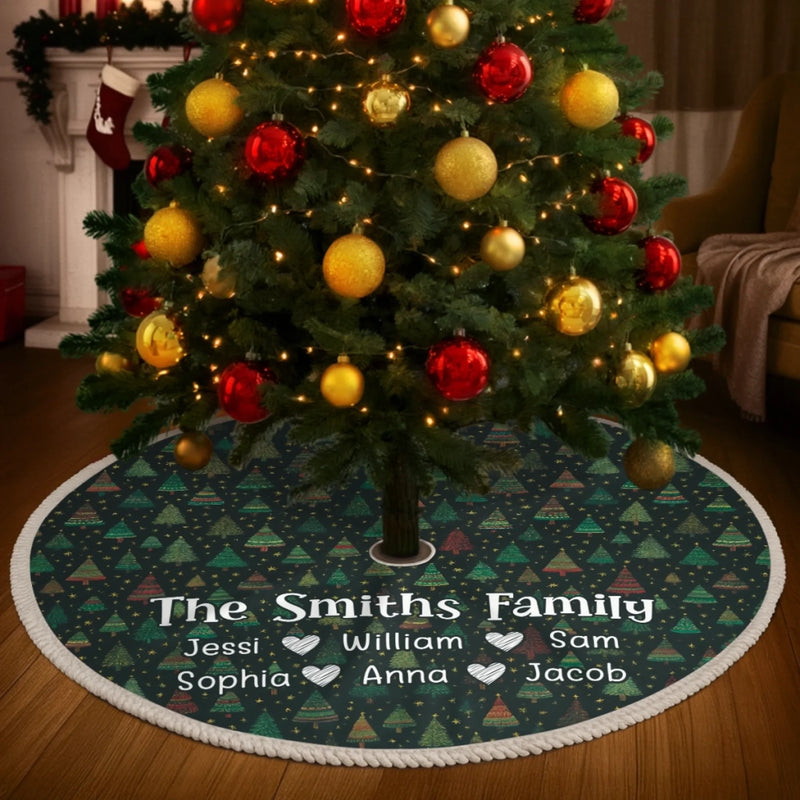 Custom Tree Skirt - Personalized Christmas Birthday Gifts For Mom, Dad, Brother, Sister, Kids - Joy Begins Beneath This Tree