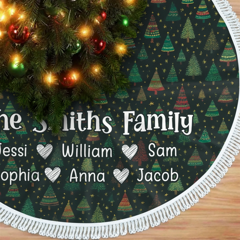 Custom Tree Skirt - Personalized Christmas Birthday Gifts For Mom, Dad, Brother, Sister, Kids - Joy Begins Beneath This Tree